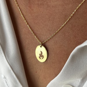 Heart on Fire Necklace: 925 Silver, 14K Gold Plated