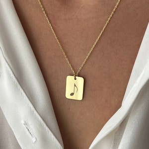 Musical Note Necklace: 925 Silver, 14K Gold Plated, Music Jewelry