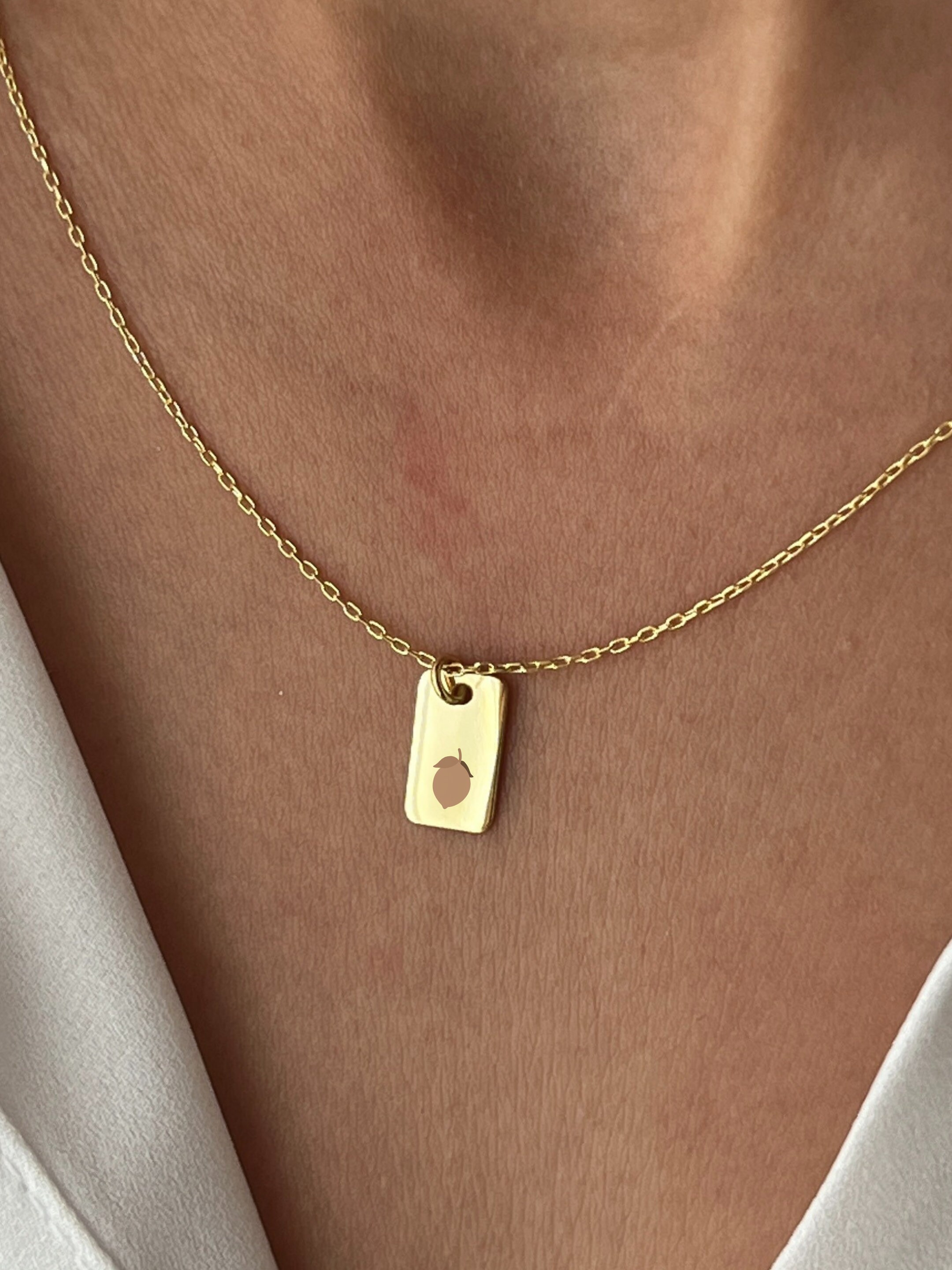 Lemon Necklace • 925 Silver Jewelry • Citrus Jewelry • 14K