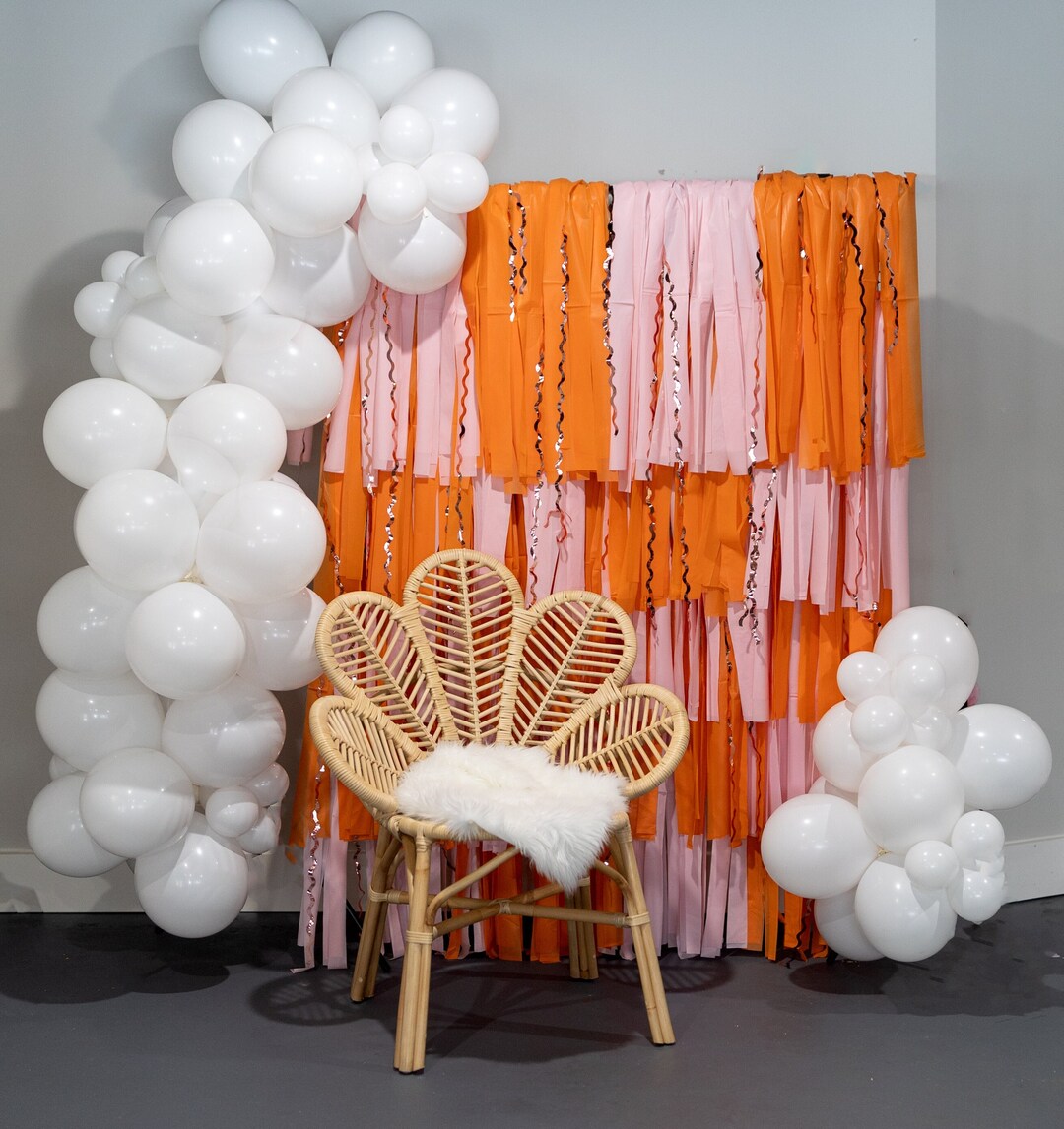 Two Groovy Birthday Party Fringe Backdrop Retro Decorations foil Tinsel