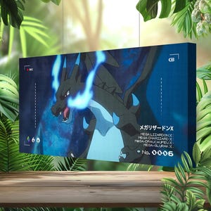 Mega-Glurak X • Pokémon-Leinwand • Geschenkidee Kunst
