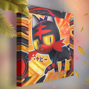 Flamiaou • Toile Pokémon • Idée de cadeau Art