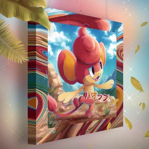 Flamajou • Toile Pokémon • Idée de cadeau Art