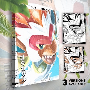 Simiabraz • Toile Pokémon • 3 versions disponibles • Idée de cadeau Art