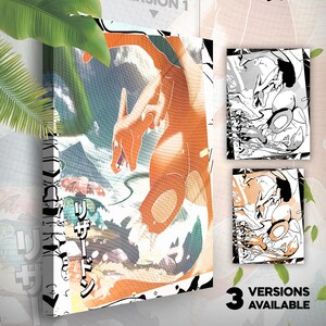 Dracaufeu • Toile Pokémon • 3 versions disponibles • Idée de cadeau Art