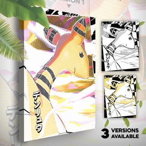 Pharamp • Toile Pokémon • 3 versions disponibles • Idée de cadeau Art