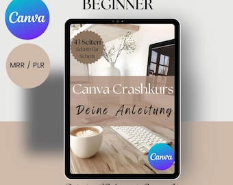 Canva Crash Course eBook, German, Get started on Canva with MRR PLR resale rights, Canva Guide, Digital Download, Social Media