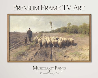 Illustration pour téléviseur Samsung FRAME | Décoration pour moutons et bergers | vintage pays et ferme paysage TV fichier art mural | Téléchargement NUMÉRIQUE | TV226 Muséologie