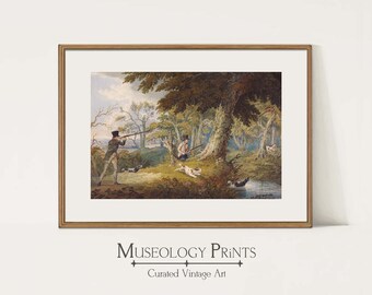 Bird Hunting Decor Vintage Painting | Antique Pheasant Hunter Print | Hunter Gift | PRINTABLE Download Instant Wall Decor | 428 Museology