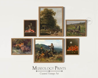 Jacht Decor Wall Art SET van 6 Vintage boerderij & land landschapsschilderijen | AFDRUKBARE Instant Download GALERIJ set | S6-102 Museologie