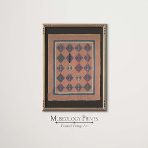 Pink and Blue Vintage Quilt Photograph | Crosses & Losses Quilt Textile Antique Art | PRINTABLE Instant Download Wall Art | 452 Museology