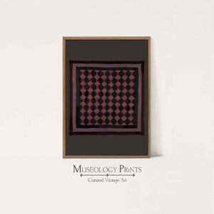 Purple Red Geometric Vintage Quilt Photograph | Courthouse Steps Antique Quilt Art | PRINTABLE Instant Download Wall Art | 153 Museology