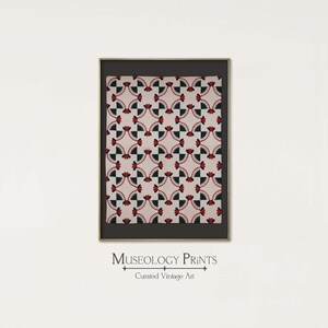 Red and Black Vintage Quilt Photograph | Fancy Pattern Quilt Textile Antique Art | PRINTABLE Instant Download Wall Art Decor | 450 Museology