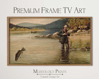 FRAME TV Art | Fly Fishing Decor | Vintage Fisherman Gift River Landscape Tv Art File Wall Art | DIGITAL Download | TV560 Museology