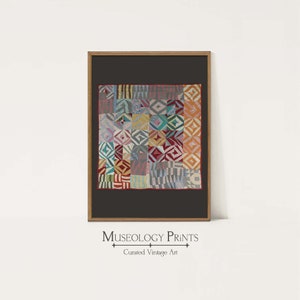 Colorful Vintage Quilt Photograph | Antique Quilt Decor | Diamond Pattern Textile Art | PRINTABLE Instant Download Wall Art | 458 Museology