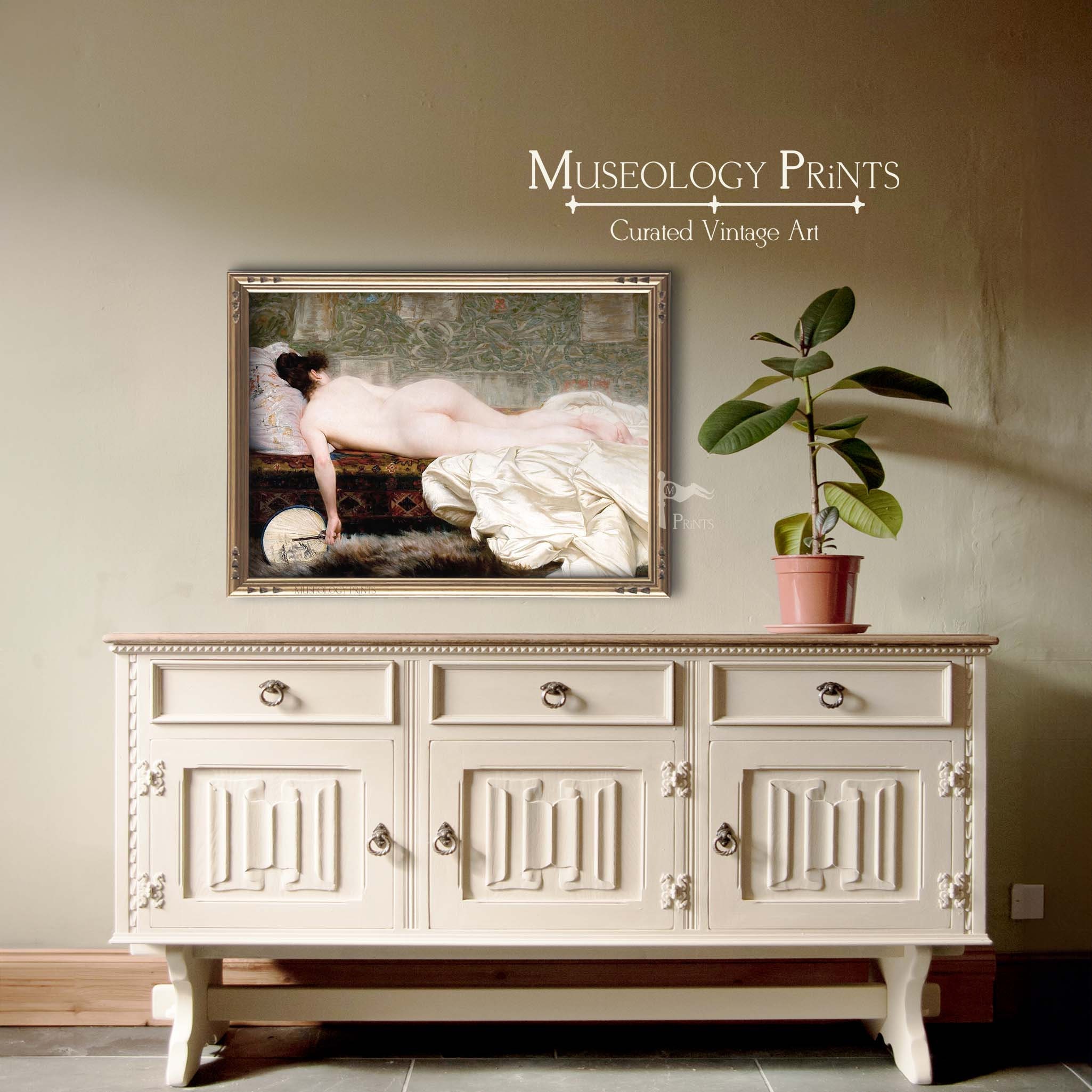 Victorian Nude Female Portrait, Fine Art Oil Painting Vintage Female