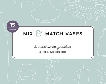 Mix & Match Flower Vases | Digital Download Files | Vector Files