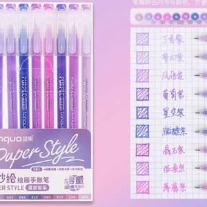 Ensemble de 9 stylos gel couleur violet Languo 0,5 mm