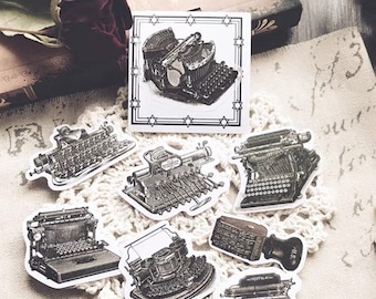 Junk journal kit, ephemera kit, gothic, typewriter litmus paper stickers