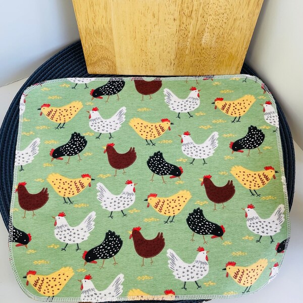 Reusable Paper Towels, Paperless Paper Towels, 12 11X13, Sustainable Gifts, Household Reusables, chicken print , zero waste