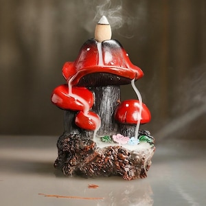 Mushroom Backflow Incense Holder, Waterfall Incense Holder, Meditative Incense, Aromatherapy, Mountain Incense Holder, Nature Zen Decor image 1