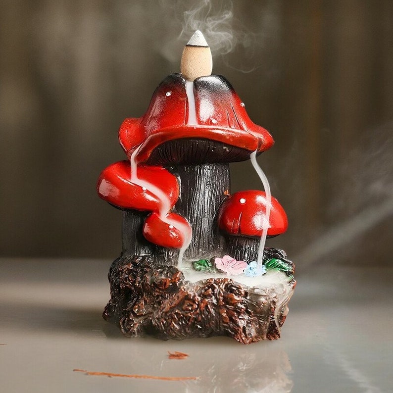 Mushroom Backflow Incense Holder, Waterfall Incense Holder, Meditative Incense, Aromatherapy, Mountain Incense Holder, Nature Zen Decor image 1