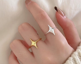 Gold Star Ring, Starburst Jewelry, Dainty Gold Ring, Sparkling Star Ring, Minimalist Jewelry, Celestial Jewelry, Silver Star Ring,