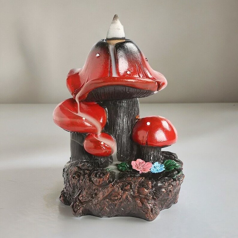 Mushroom Backflow Incense Holder, Waterfall Incense Holder, Meditative Incense, Aromatherapy, Mountain Incense Holder, Nature Zen Decor image 2