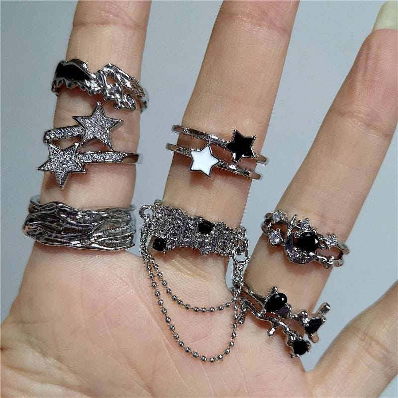 Silver Star Y2k Ring - Etsy