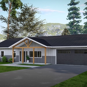 The Simplicity Barndominium Floor Plans - 3 Bedroom 2.5 Bath - 2,380 Sq ft - Foundation Truss Roof Window Door Electrical Plumbing Included