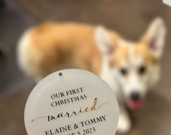 Personalized Pet|Engagement|Name|Initial|Fully Customizable Christmas Ornament Clear Acrylic