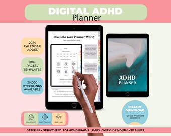 ADHD Planner, Self Care Planner, 2024 Digital Planner, ADHD Digital Planner for Goodnotes, Notability | Monthly Planner, Life Planner