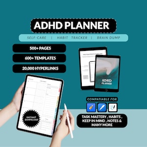 ADHD Planner, Self Care Planner, 2024 Digital Planner, ADHD Digital Planner for Goodnotes, Notability | Monthly Planner, Life Planner