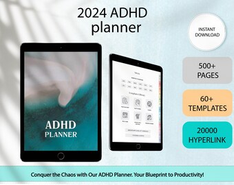 ADHD Planner, Self Care Planner, 2024 Digital Planner, ADHD Digital Planner for Goodnotes, Notability | Monthly Planner, Life Planner
