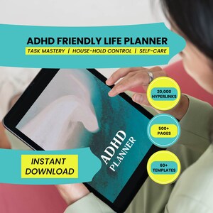 ADHD Digital Planner for Goodnotes, iPad & Android. ADD daily planner for Adults, Self Care and Habit Trackers and so much more.