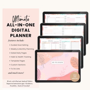 Ultimate All in One Digital Planner, 2024 Good Notes Planner, Notability, NoteShelf, Ipad & More | Daily Weekly Monthly Digital Life Planner