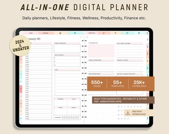 Good Notes Planner | 2024 Ipad Digital Planner for Daily, Monthly & Weekly | 2024 Undated Goodnotes Notability Self Care Planner Digital