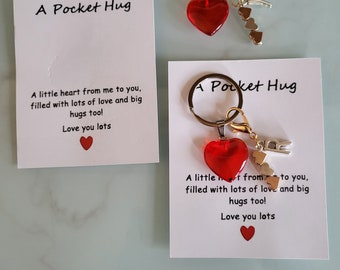 A little pocket hug, personalised heart keyring/keychain.