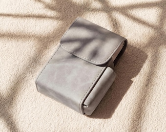 Estuche de piel de ante con bolsillo lateral, 5 colores, suave, con tapa abatible, para hombre, porta tabaco de bolsillo, regalo para fumadores