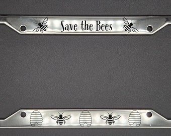 Save the Bees - Metal License Plate Frame