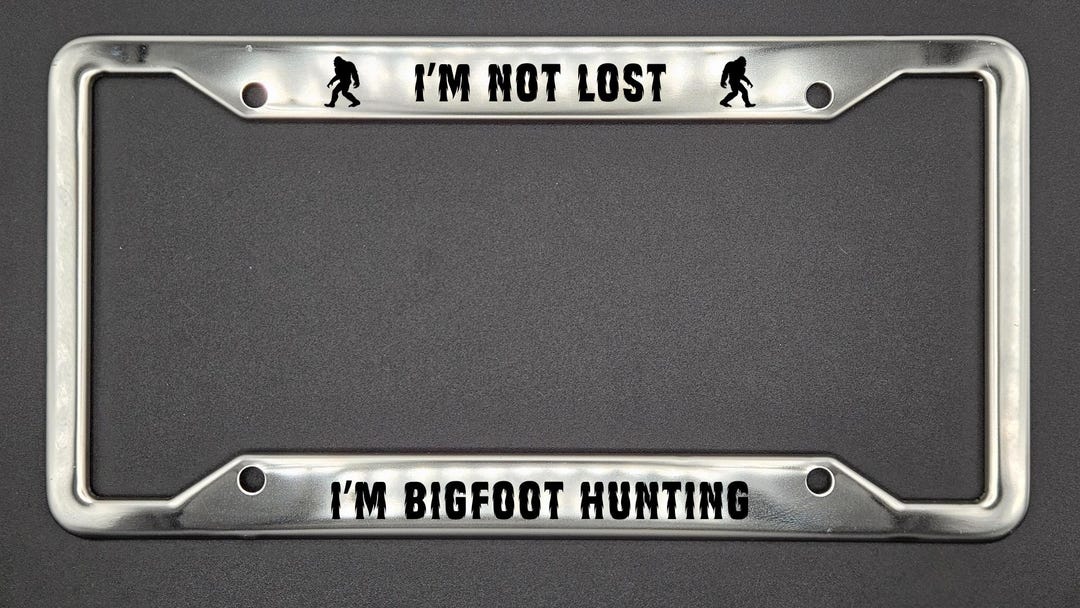 Bigfoot Sasquatch "I Drink Alone" License Plate Frame - Rust Proof Universal Car Plate