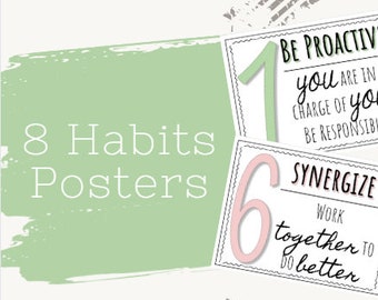 8 Habits Posters, Leader in Me, Leadership, Classroom Decor, Habits 1 - 8, Modern, Boho Colors