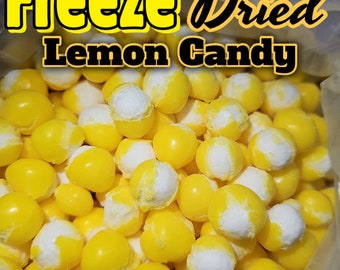 Caramelle gialle liofilizzate al limone Deliziose prelibatezze (confezione campione) 1 oz #Caramelle #FreezeDried #Snacks #Kids #Teens #Adults #LemonHeads #Lemon