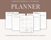 Undated Digital Planner, Minimalist Planner, Goodnotes Planner, iPad Planner 2026, Daily Weekly Monthly Planner, 2027 Planner