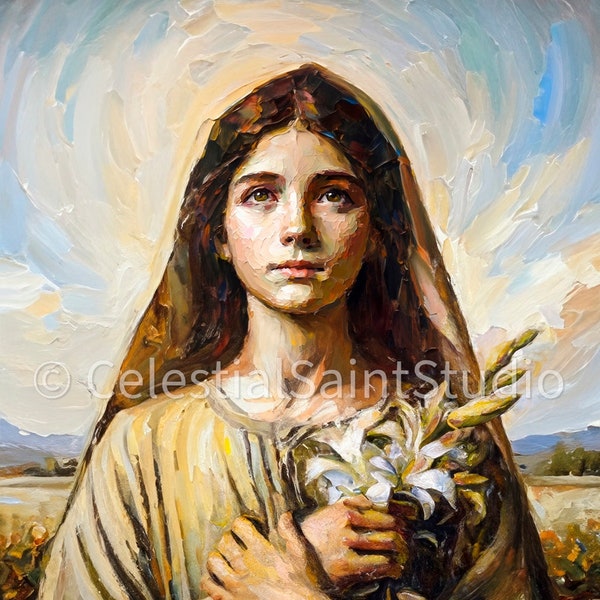 St. Maria Goretti | DIGITAL OIL PAINT | Catholic Printable | Catholic Art | Patron Saint | Digital Download