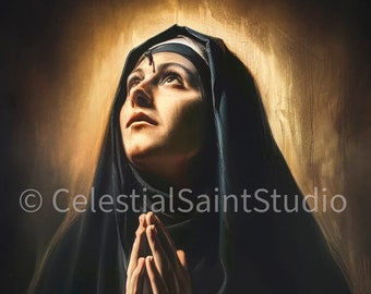 St. Rita of Cascia | DIGITAL OIL PAINT | Catholic Printable | Catholic Art | Patron Saint | Digital Download