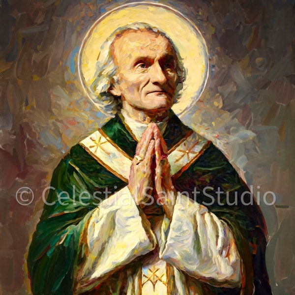 St. John Vianney | DIGITAL OIL PAINT | Catholic Printable | Catholic Art | Patron Saint | Digital Download