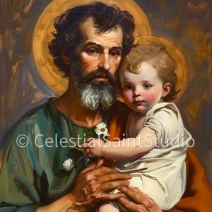 St. Joseph | DIGITAL OIL PAINT | Catholic Printable | Catholic Art | Patron Saint | Digital Download