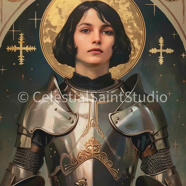 St. Joan of Arc | DIGITAL OIL PAINT | Catholic Printable | Digital Download | Patron Saint | Catholic Art