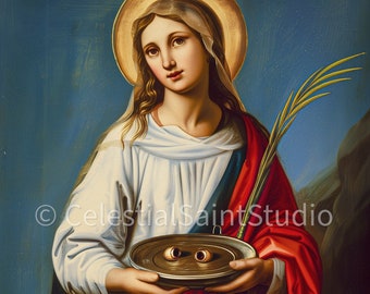 St. Lucy | DIGITAL OIL PAINT | Catholic Printable | Catholic Art | Patron Saint | Digital Download